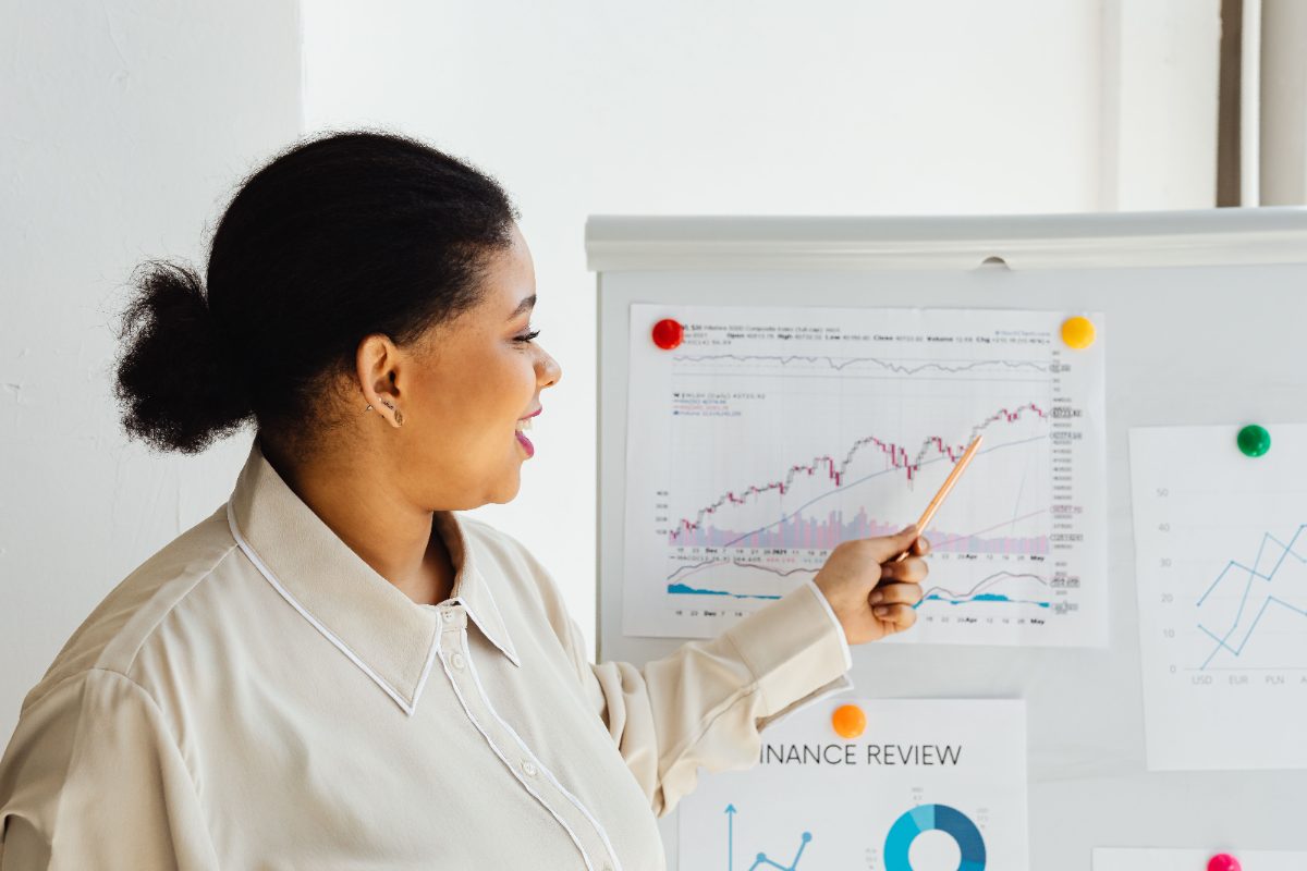 Consultant presenting a chart